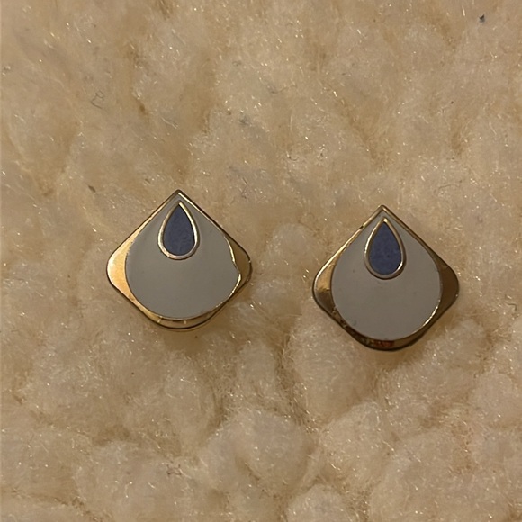 Samuel Huang Purple, Cream, & Gold Earrings - Picture 5 of 16